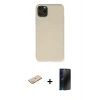 MARSİLYAN™- iPhone 11 Pro Max Kılıf Ahenk Serisi - Siyah 3D Antistatik Hayalet Cam Ekran Koruyucu + Renkli Kamera Lens Koruma Cam - YL
