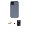 MARSİLYAN™- iPhone 11 Pro Max Kılıf Ahenk Serisi - Siyah 3D Antistatik Hayalet Cam Ekran Koruyucu + Renkli Kamera Lens Koruma Cam - SI