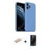 MARSİLYAN™- iPhone 11 Pro Max Kılıf Ahenk Serisi - Siyah 3D Antistatik Hayalet Cam Ekran Koruyucu + Renkli Kamera Lens Koruma Cam - SI