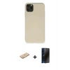 MARSİLYAN™- iPhone 11 Pro Max Kılıf Ahenk Serisi - Siyah 3D Antistatik Hayalet Cam Ekran Koruyucu + Renkli Kamera Lens Koruma Cam - SI