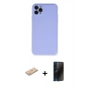 MARSİLYAN™- iPhone 11 Pro Max Kılıf Ahenk Serisi - Siyah 3D Antistatik Hayalet Cam Ekran Koruyucu + Renkli Kamera Lens Koruma Cam - SI