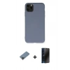 MARSİLYAN™- iPhone 11 Pro Max Kılıf Ahenk Serisi - Siyah 3D Antistatik Hayalet Cam Ekran Koruyucu + Metal Kamera Lens Koruma Cam - SH