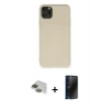 MARSİLYAN™- iPhone 11 Pro Max Kılıf Ahenk Serisi - Siyah 3D Antistatik Hayalet Cam Ekran Koruyucu + Pers Alüminyum Kamera Lens - YL