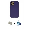 MARSİLYAN™- iPhone 11 Pro Max Kılıf Ahenk Serisi - Siyah 3D Antistatik Seramik Nano Ekran Koruyucu + Rainbow Kamera Lens Koruma Cam - GD