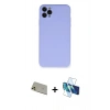 MARSİLYAN™- iPhone 11 Pro Max Kılıf Ahenk Serisi - Siyah 3D Antistatik Seramik Nano Ekran Koruyucu + Rainbow Kamera Lens Koruma Cam - GD