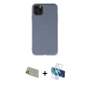 MARSİLYAN™- iPhone 11 Pro Max Kılıf Ahenk Serisi - Siyah 3D Antistatik Seramik Nano Ekran Koruyucu + Rainbow Kamera Lens Koruma Cam - GD