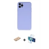 MARSİLYAN™- iPhone 11 Pro Max Kılıf Ahenk Serisi - Siyah 3D Antistatik Seramik Nano Ekran Koruyucu + Renkli Kamera Lens Koruma Cam - TU