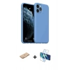 MARSİLYAN™- iPhone 11 Pro Max Kılıf Ahenk Serisi - Siyah 3D Antistatik Seramik Nano Ekran Koruyucu + Renkli Kamera Lens Koruma Cam - TU