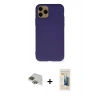 MARSİLYAN™- iPhone 11 Pro Max Kılıf Ahenk Serisi - Siyah 6D Mat Seramik Hayalet Nano Ekran Koruyucu + Pers Alüminyum Kamera Lens - YL