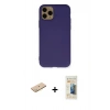 MARSİLYAN™- iPhone 11 Pro Max Kılıf Ahenk Serisi - Siyah 6D Mat Seramik Hayalet Nano Ekran Koruyucu + Renkli Kamera Lens Koruma Cam - SI