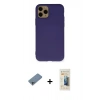 MARSİLYAN™- iPhone 11 Pro Max Kılıf Ahenk Serisi - Siyah 6D Mat Seramik Hayalet Nano Ekran Koruyucu + Sierra Blue Shine Kamera Lens Koruma Cam