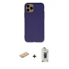 MARSİLYAN™- iPhone 11 Pro Max Kılıf Ahenk Serisi - Siyah Bilvis Hayalet Cam Ekran Koruyucu + Renkli Kamera Lens Koruma Cam - PE