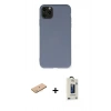 MARSİLYAN™- iPhone 11 Pro Max Kılıf Ahenk Serisi - Siyah Bilvis Hayalet Cam Ekran Koruyucu + Renkli Kamera Lens Koruma Cam - PE