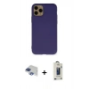 MARSİLYAN™- iPhone 11 Pro Max Kılıf Ahenk Serisi - Siyah Bilvis Hayalet Cam Ekran Koruyucu + Pers Alüminyum Kamera Lens - LT