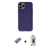 MARSİLYAN™- iPhone 11 Pro Max Kılıf Ahenk Serisi - Siyah Bilvis Hayalet Cam Ekran Koruyucu + Sierra Blue Shine Kamera Lens Koruma Cam