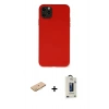 MARSİLYAN™- iPhone 11 Pro Max Kılıf Ahenk Serisi - Siyah Bilvis Hayalet Cam Ekran Koruyucu + Turuncu Renkli Kamera Lens Koruma Cam