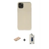 MARSİLYAN™- iPhone 11 Pro Max Kılıf Ahenk Serisi - Siyah Bilvis Hayalet Cam Ekran Koruyucu + Turuncu Renkli Kamera Lens Koruma Cam