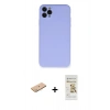 MARSİLYAN™- iPhone 11 Pro Max Kılıf Ahenk Serisi - Siyah Mat Seramik Nano Ekran Koruyucu + Renkli Kamera Lens Koruma Cam - PE