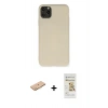 MARSİLYAN™- iPhone 11 Pro Max Kılıf Ahenk Serisi - Siyah Mat Seramik Nano Ekran Koruyucu + Turuncu Renkli Kamera Lens Koruma Cam