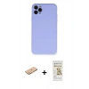 MARSİLYAN™- iPhone 11 Pro Max Kılıf Ahenk Serisi - Siyah Mat Seramik Nano Ekran Koruyucu + Turuncu Renkli Kamera Lens Koruma Cam
