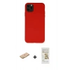 MARSİLYAN™- iPhone 11 Pro Max Kılıf Ahenk Serisi - Siyah Mat Seramik Nano Ekran Koruyucu + Turuncu Renkli Kamera Lens Koruma Cam