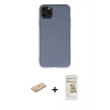 MARSİLYAN™- iPhone 11 Pro Max Kılıf Ahenk Serisi - Siyah Mat Seramik Nano Ekran Koruyucu + Turuncu Renkli Kamera Lens Koruma Cam