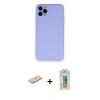 MARSİLYAN™- iPhone 11 Pro Max Kılıf Ahenk Serisi - Siyah Polymer Nano Ekran Koruyucu + Renkli Kamera Lens Koruma Cam - MI
