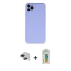 MARSİLYAN™- iPhone 11 Pro Max Kılıf Ahenk Serisi - Siyah Polymer Nano Ekran Koruyucu + Siyah Pers Alüminyum Kamera Lens