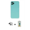 MARSİLYAN™- iPhone 11 Pro Max Kılıf Ahenk Serisi - Siyah Polymer Nano Ekran Koruyucu + Siyah Pers Alüminyum Kamera Lens