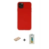 MARSİLYAN™- iPhone 11 Pro Max Kılıf Ahenk Serisi - Siyah Polymer Nano Ekran Koruyucu + Turuncu Renkli Kamera Lens Koruma Cam