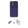 MARSİLYAN™- iPhone 11 Pro Max Kılıf Ahenk Serisi - Siyah Seramik Nano Ekran Koruyucu + Sierra Blue Shine Kamera Lens Koruma Cam