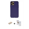 MARSİLYAN™- iPhone 11 Pro Max Kılıf Ahenk Serisi - Siyah Seramik Nano Ekran Koruyucu + Renkli Kamera Lens Koruma Cam - YL