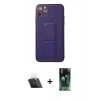 MARSİLYAN™- iPhone 11 Pro Max Kılıf Akış Doku - Şeffaf 360 Full Body Arka Koruyucu + Kamera Lens Koruma Cam - SF