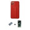 MARSİLYAN™- iPhone 11 Pro Max Kılıf Akış Doku - Şeffaf 360 Full Body Arka Koruyucu + Metal Kamera Lens Koruma Cam - MR