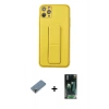 MARSİLYAN™- iPhone 11 Pro Max Kılıf Akış Doku - Şeffaf 360 Full Body Arka Koruyucu + Metal Kamera Lens Koruma Cam - MR