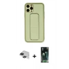 MARSİLYAN™- iPhone 11 Pro Max Kılıf Akış Doku - Şeffaf 360 Full Body Arka Koruyucu + Pers Alüminyum Kamera Lens - SH