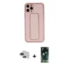 MARSİLYAN™- iPhone 11 Pro Max Kılıf Akış Doku - Şeffaf 360 Full Body Arka Koruyucu + Pers Alüminyum Kamera Lens - SH