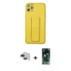 MARSİLYAN™- iPhone 11 Pro Max Kılıf Akış Doku - Şeffaf 360 Full Body Arka Koruyucu + Pers Alüminyum Kamera Lens - SH