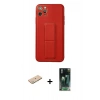 MARSİLYAN™- iPhone 11 Pro Max Kılıf Akış Doku - Şeffaf 360 Full Body Arka Koruyucu + Renkli Kamera Lens Koruma Cam - YL