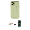 MARSİLYAN™- iPhone 11 Pro Max Kılıf Akış Doku - Şeffaf 360 Full Body Arka Koruyucu + Renkli Kamera Lens Koruma Cam - MI