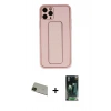 MARSİLYAN™- iPhone 11 Pro Max Kılıf Akış Doku - Şeffaf 360 Full Body Arka Koruyucu + Yeşil Rainbow Kamera Lens Koruma Cam