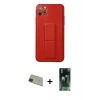 MARSİLYAN™- iPhone 11 Pro Max Kılıf Akış Doku - Şeffaf 360 Full Body Arka Koruyucu + Yeşil Rainbow Kamera Lens Koruma Cam