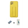 MARSİLYAN™- iPhone 11 Pro Max Kılıf Akış Doku - Şeffaf Pasifik Cam Ekran Koruyucu + Metal Kamera Lens Koruma Cam - GD