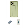 MARSİLYAN™- iPhone 11 Pro Max Kılıf Akış Doku - Şeffaf Pasifik Cam Ekran Koruyucu + Metal Kamera Lens Koruma Cam - GD