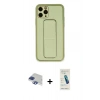 MARSİLYAN™- iPhone 11 Pro Max Kılıf Akış Doku - Şeffaf Pasifik Cam Ekran Koruyucu + Pers Alüminyum Kamera Lens - LT