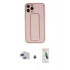 MARSİLYAN™- iPhone 11 Pro Max Kılıf Akış Doku - Şeffaf Pasifik Cam Ekran Koruyucu + Pers Alüminyum Kamera Lens - LT