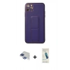 MARSİLYAN™- iPhone 11 Pro Max Kılıf Akış Doku - Şeffaf Pasifik Cam Ekran Koruyucu + Pers Alüminyum Kamera Lens - LT
