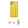 MARSİLYAN™- iPhone 11 Pro Max Kılıf Akış Doku - Şeffaf Pasifik Cam Ekran Koruyucu + Renkli Kamera Lens Koruma Cam - MI
