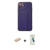 MARSİLYAN™- iPhone 11 Pro Max Kılıf Akış Doku - Şeffaf Pasifik Cam Ekran Koruyucu + Renkli Kamera Lens Koruma Cam - MI
