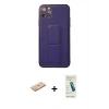 MARSİLYAN™- iPhone 11 Pro Max Kılıf Akış Doku - Şeffaf Pasifik Cam Ekran Koruyucu + Renkli Kamera Lens Koruma Cam - SI